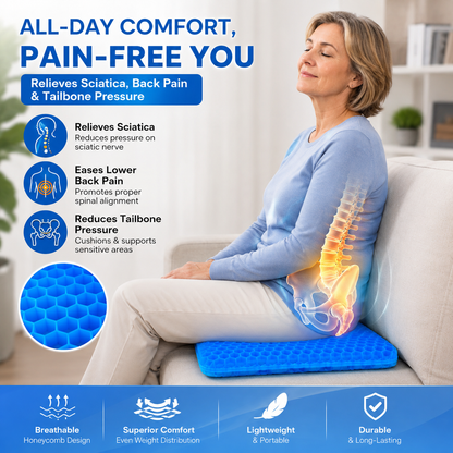 💺 ComfortPLUS Gel Seat Cushion | Sit Longer With Less Back, Hip & Tailbone Pressure ☁️