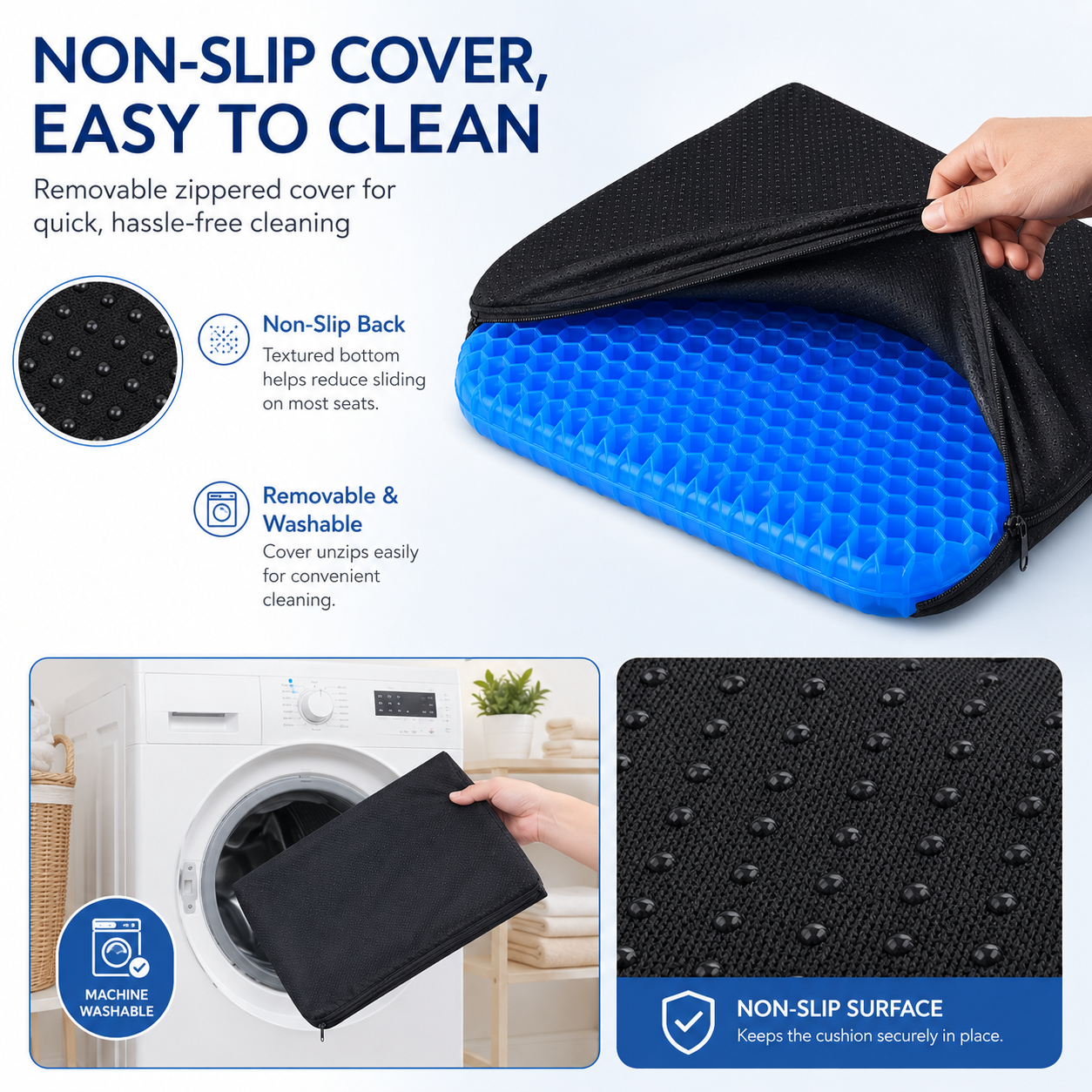 💺 ComfortPLUS Gel Seat Cushion | Sit Longer With Less Back, Hip & Tailbone Pressure ☁️