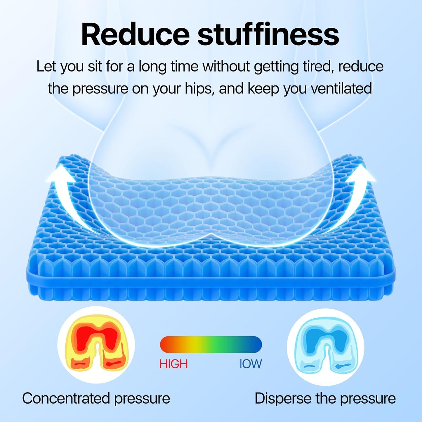 💺 ComfortPLUS Gel Seat Cushion | Sit Longer With Less Back, Hip & Tailbone Pressure ☁️