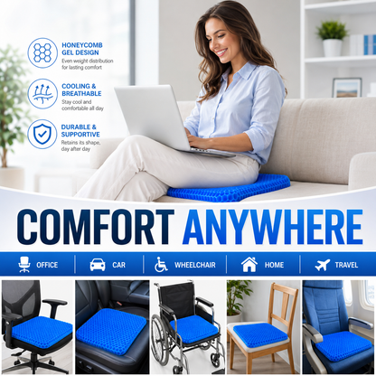 💺 ComfortPLUS Gel Seat Cushion | Sit Longer With Less Back, Hip & Tailbone Pressure ☁️