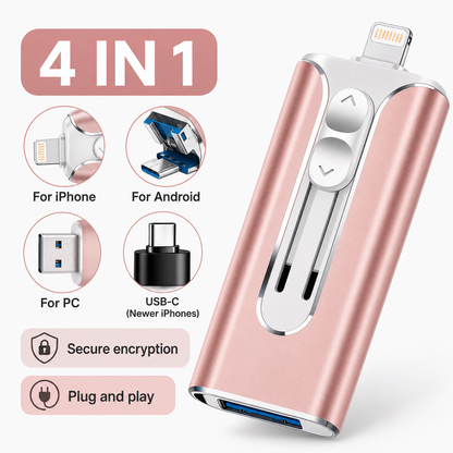 4-in-1 Mobile Storage Drive | Made for iPhone, Android, Mac & PC ⚡
